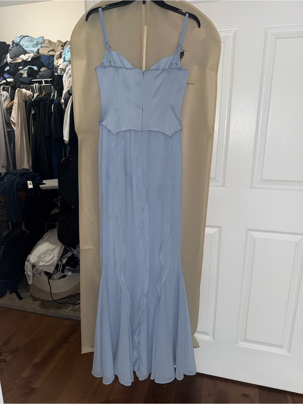Oh Polly Light Blue Ruffle Bustier Maxi Dress - Picture 4 of 5